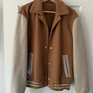 Zara Camel Varsity Jacket